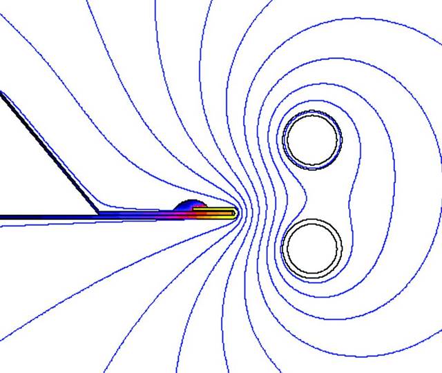 Simulation of ENRX two-turn flex-coil induction field with symmetrical magnetic lines and uniform heating across an automotive panel joint for bonding