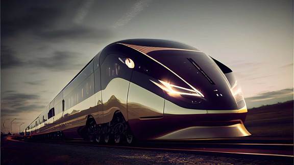 High-speed train representing ENRX induction heating applications for rolling stock manufacturing and rail maintenance