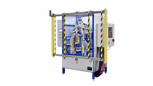 ENRX automatic induction brazing machine designed for brazing vibration absorbers in a protected industrial cell