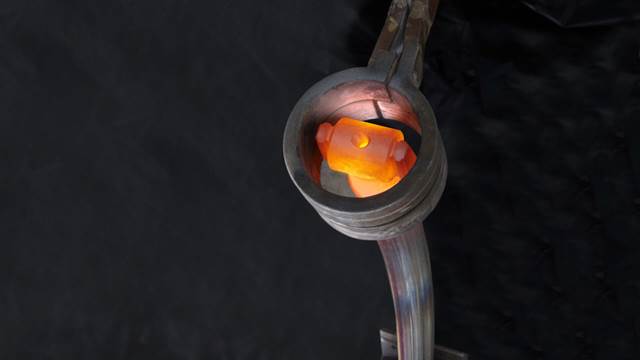 Sofa frame tube heated with ENRX induction coil for controlled brazing