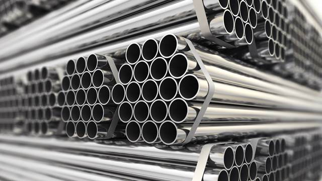Stacked steel tubes prepared for tube welding using induction heating technology