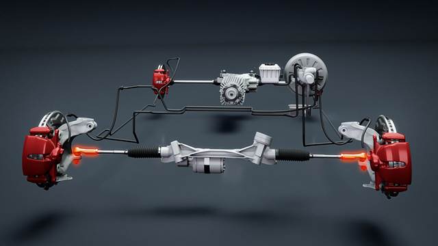 Electric vehicle steering and suspension system with ball studs and housings where ENRX induction heating is used for hardening of safety‑critical components