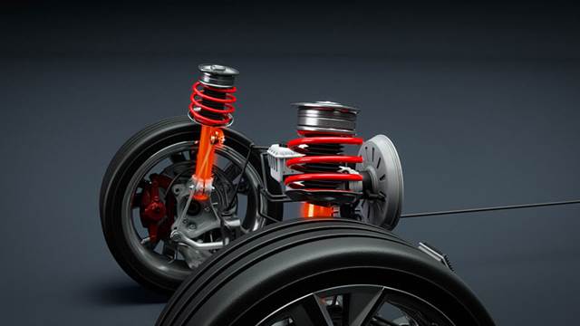 Vehicle suspension system with piston rods where ENRX induction heating is used for hardening of shock absorber and suspension components