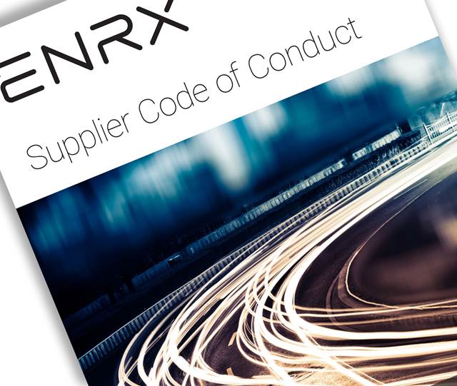 ENRX Supplier Code of Conduct outlining ethical business practices, sustainability standards, and responsible sourcing requirements
