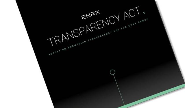 Cover of the ENRX Transparency Act report outlining compliance with the Norwegian Transparency Act