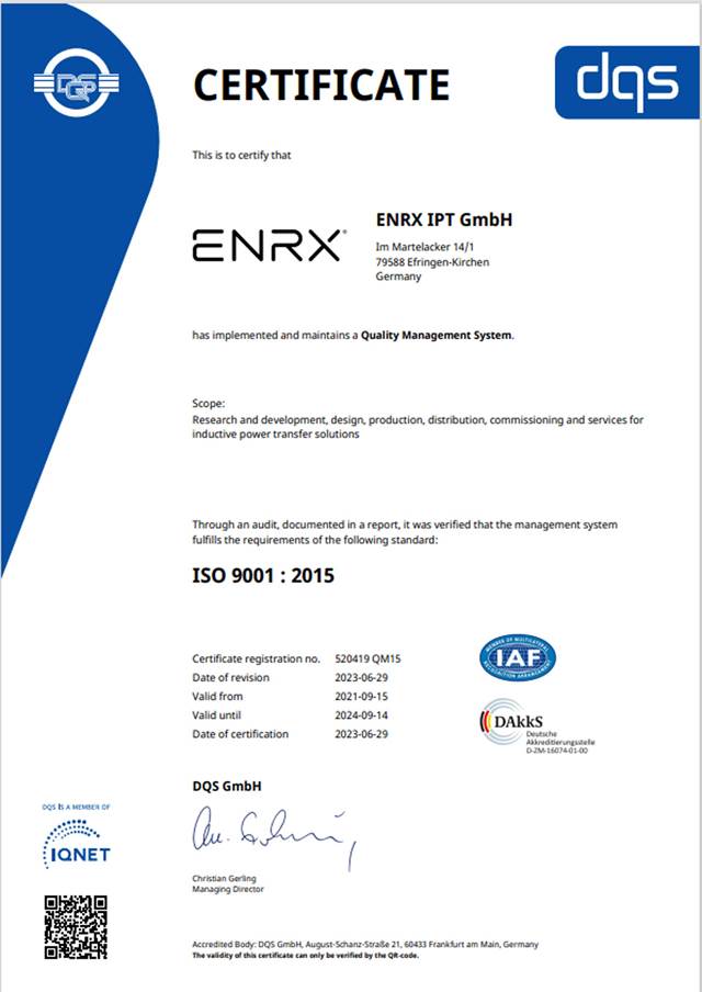 ENRX ISO-certificate