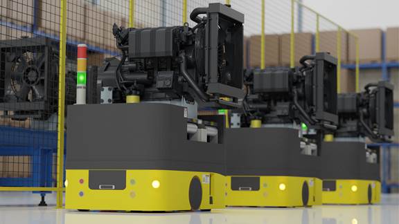 Wireless induction charging and contactless power supply to AGVs