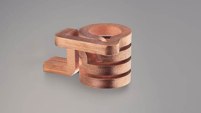 3D‑printed copper induction heating coil designed for precision industrial applications