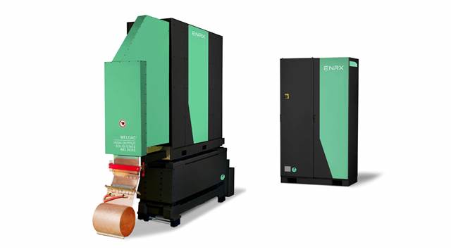 ENRX Weldac high-output solid-state tube welder with two-cabinet configuration for efficient, reliable tube and pipe production.