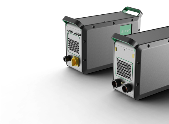 Dual ENRX Ventac air‑cooled induction heating units positioned for industrial heating operations