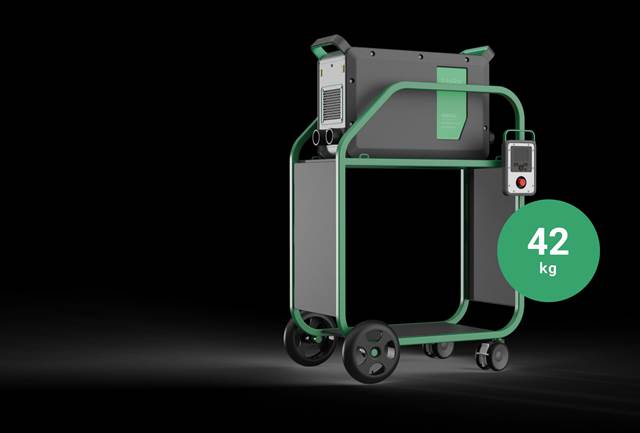 ENRX Ventac air-cooled induction heating unit on green ENRX trolley, 42 kg lightweight portable equipment.