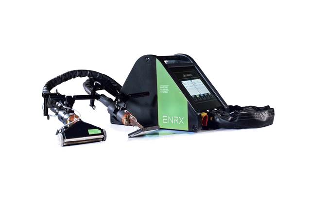ENRX portable induction coating removal system with control unit and heating tools for industrial surface preparation.
