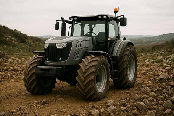 A tractor in a muddy field
